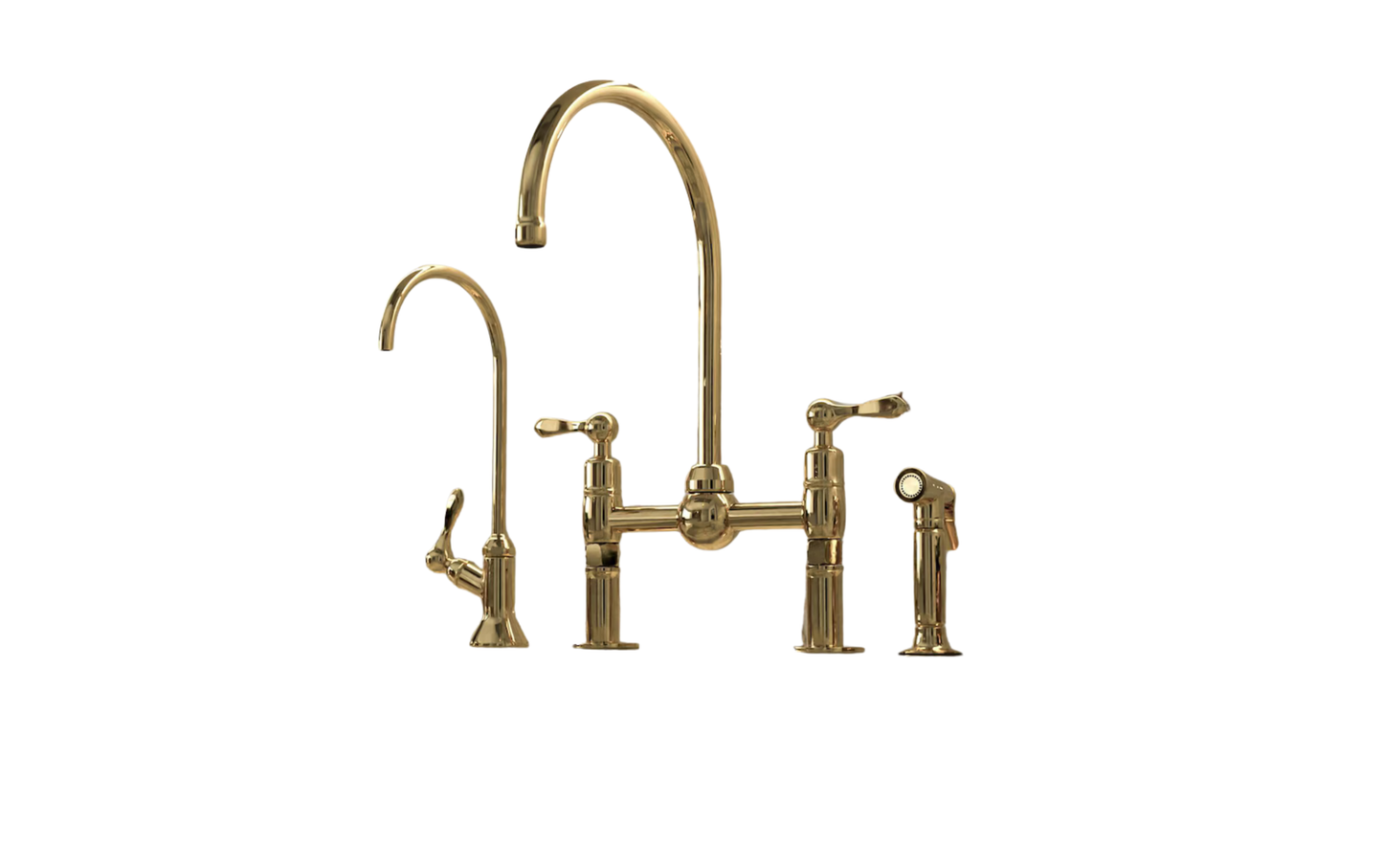 Handmade Unlacquered Brass Bridge Faucet with Side Sprayer – Luxury Kitchen or Bathroom Tap