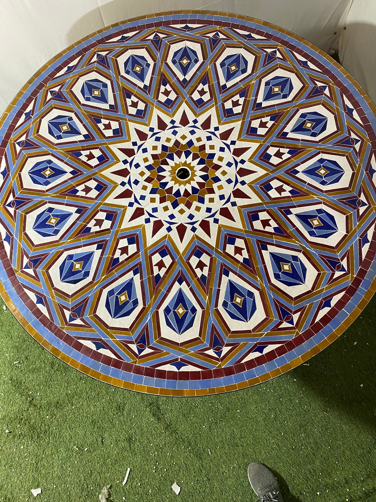 Handmade Moroccan Zellige Mosaic Table – Royal Geometric Masterpiece
