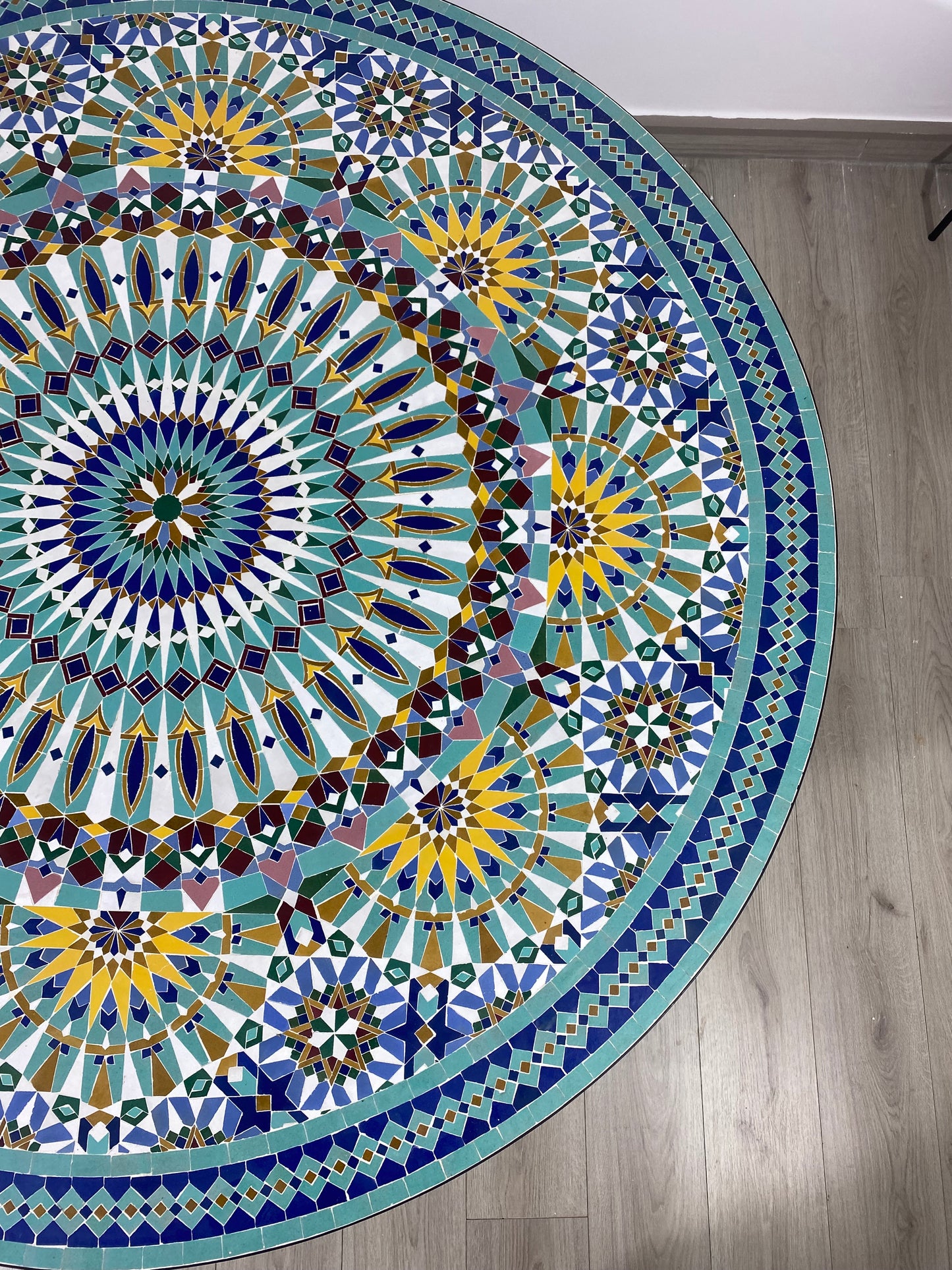 Handmade Moroccan Zellige Mosaic Dining Table – Grand Royal Elegance