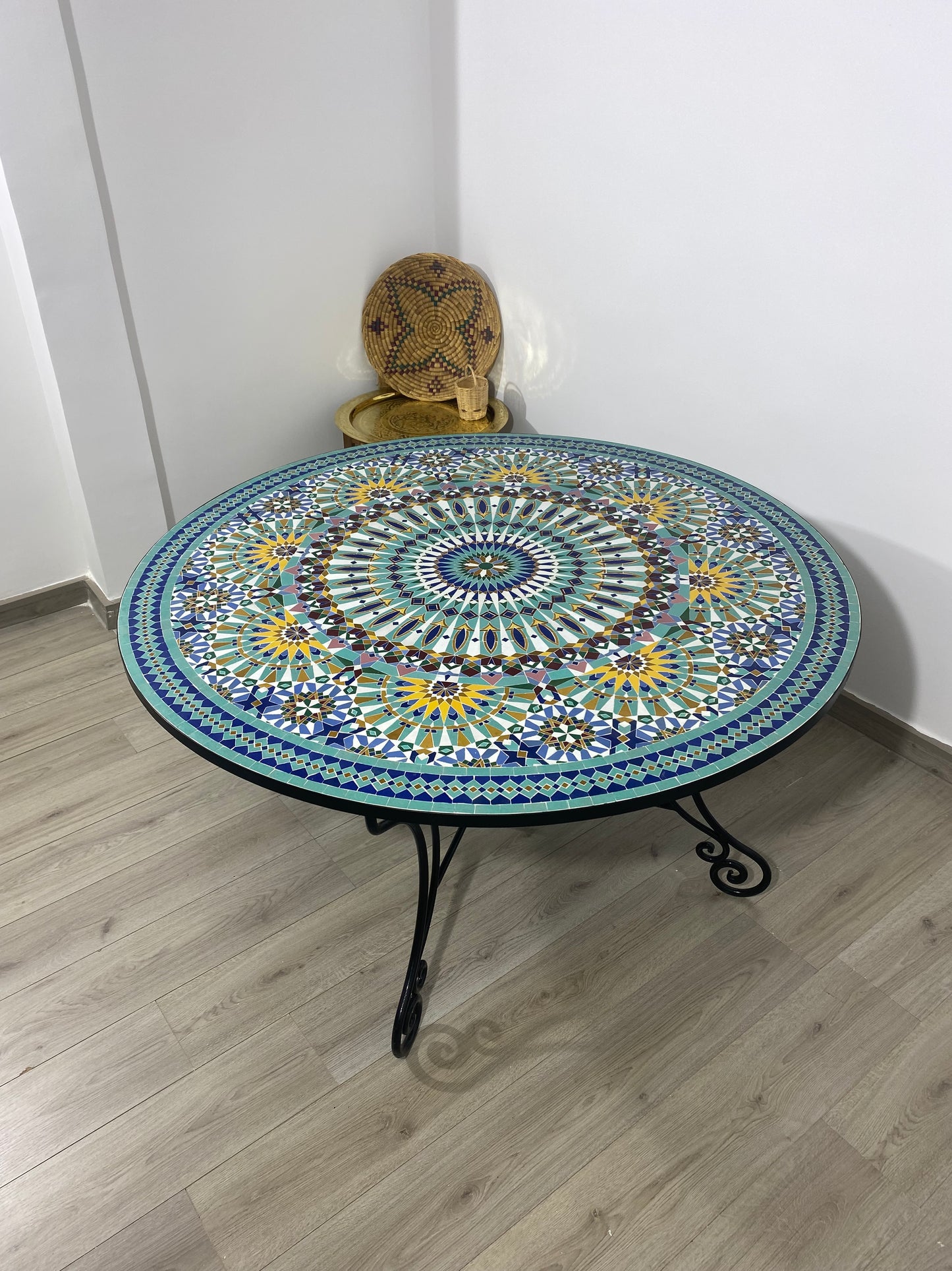 Handmade Moroccan Zellige Mosaic Dining Table – Grand Royal Elegance
