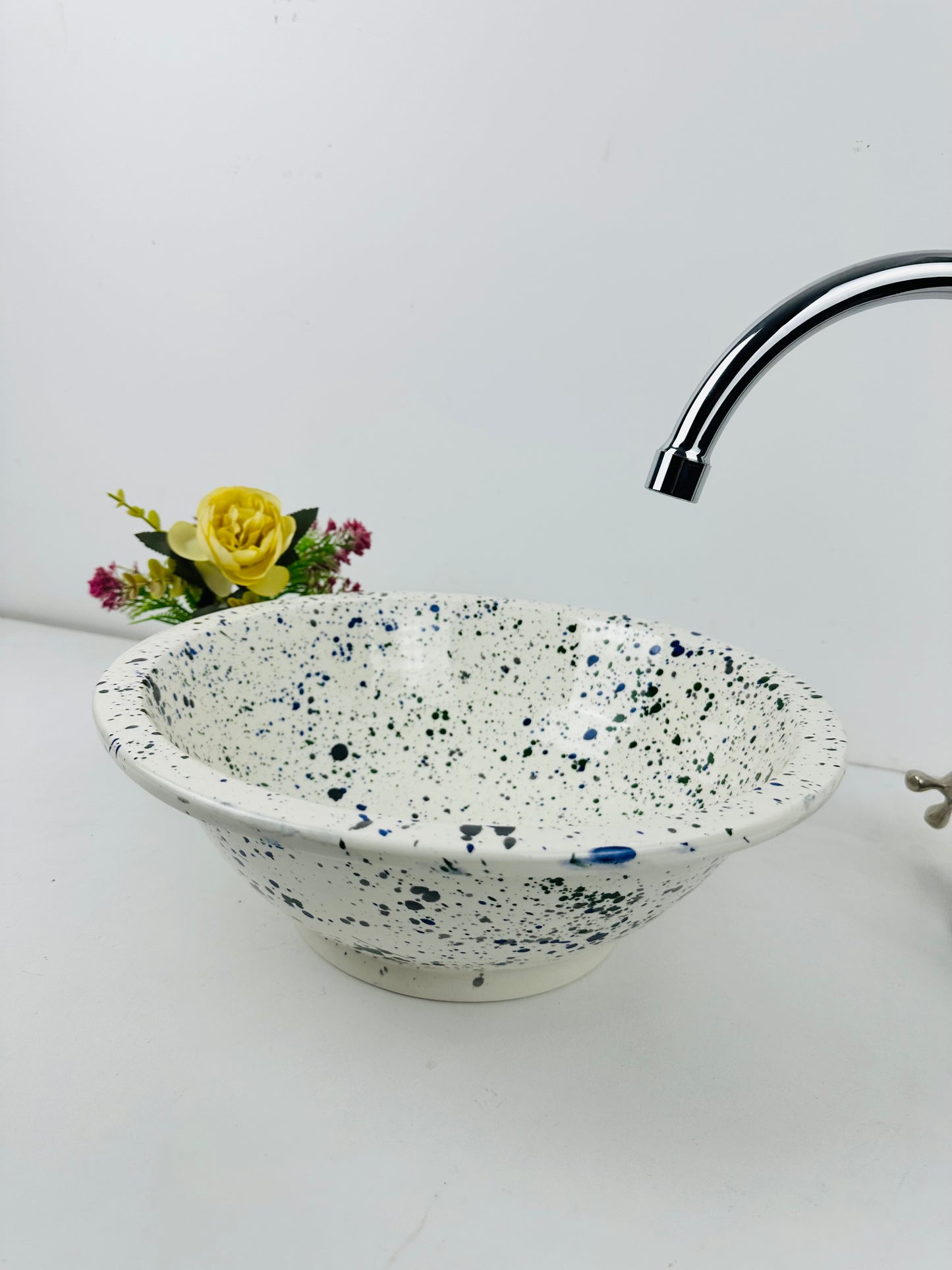 Dark blue Sky Drops: Handcrafted Ceramic Sink hand painted