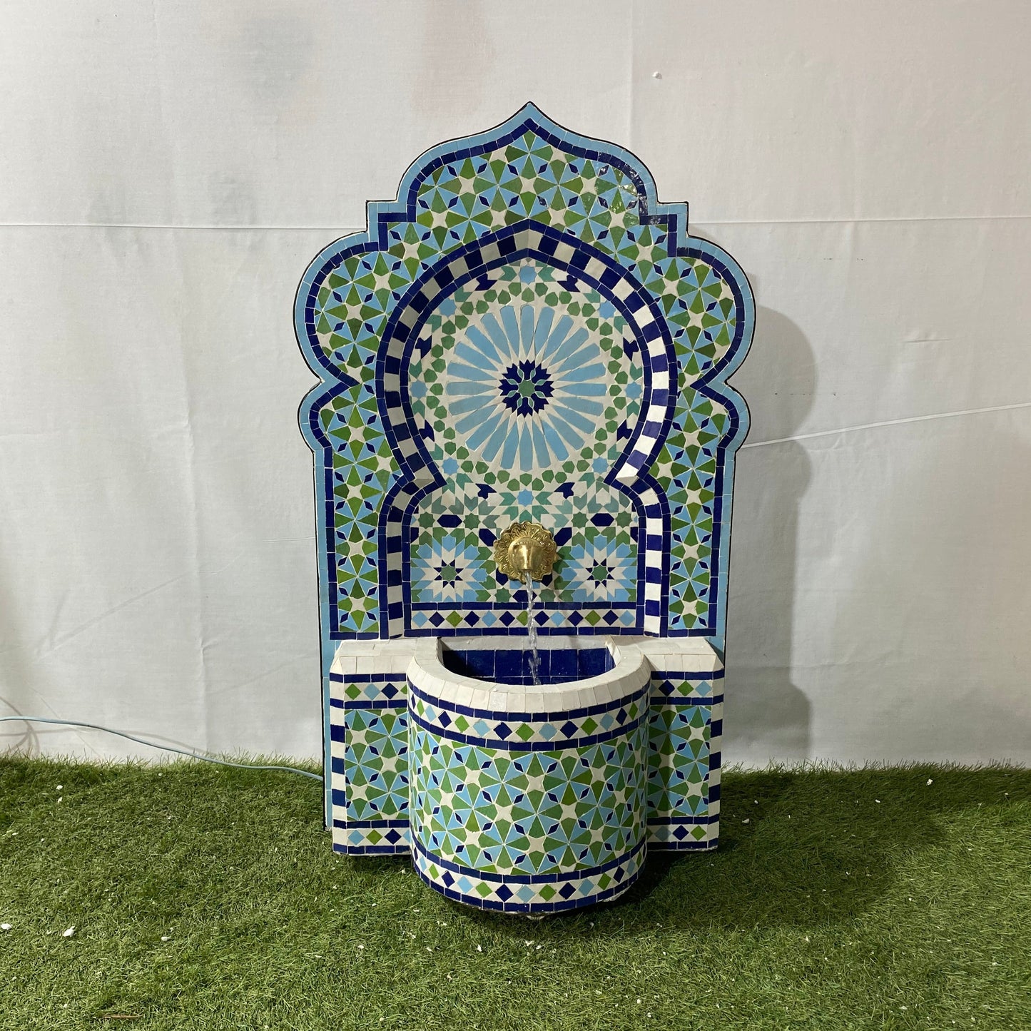 Green & Blue Zellige Fountain – A Timeless Masterpiece