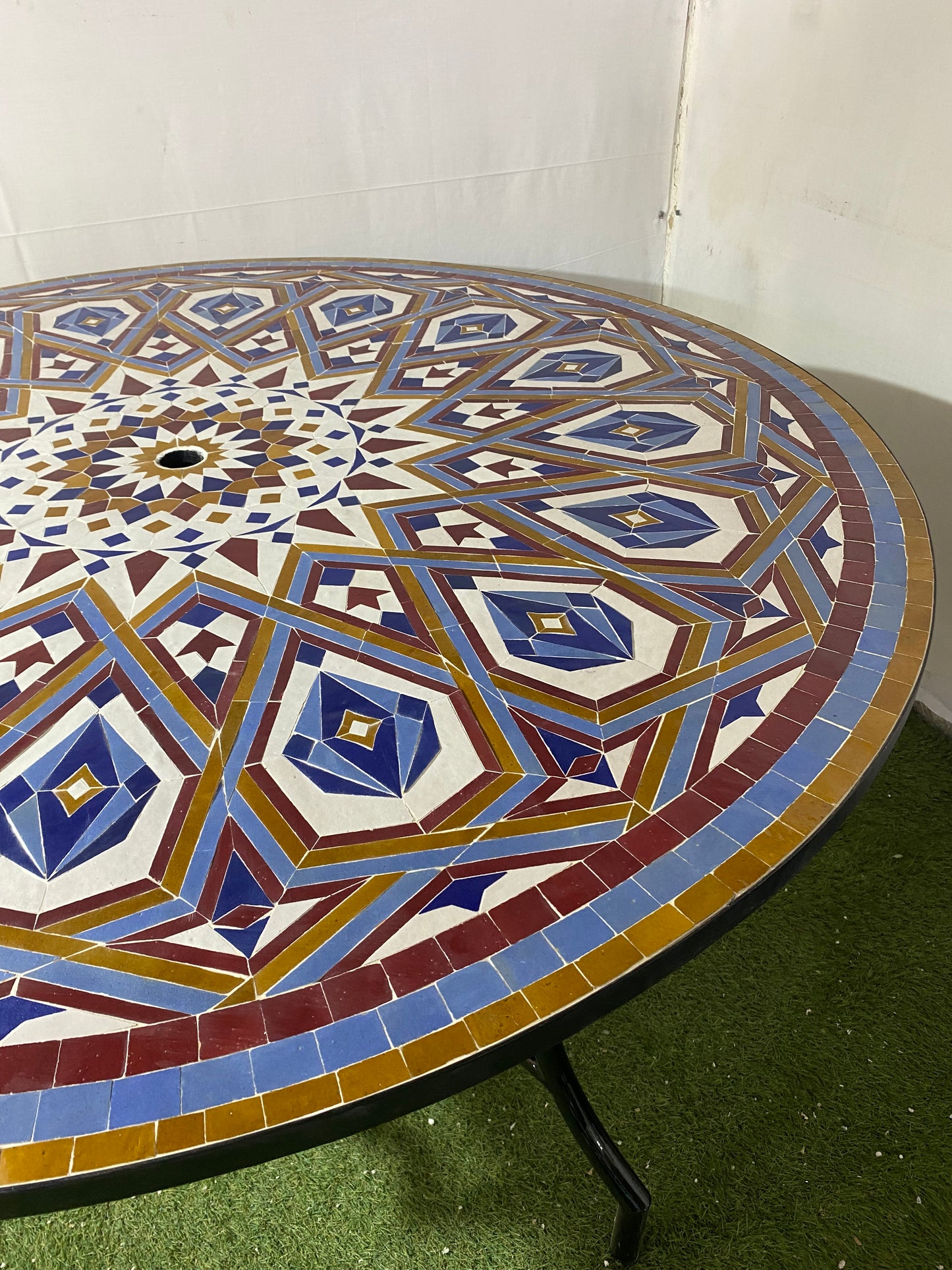 Handmade Moroccan Zellige Mosaic Table – Royal Geometric Masterpiece