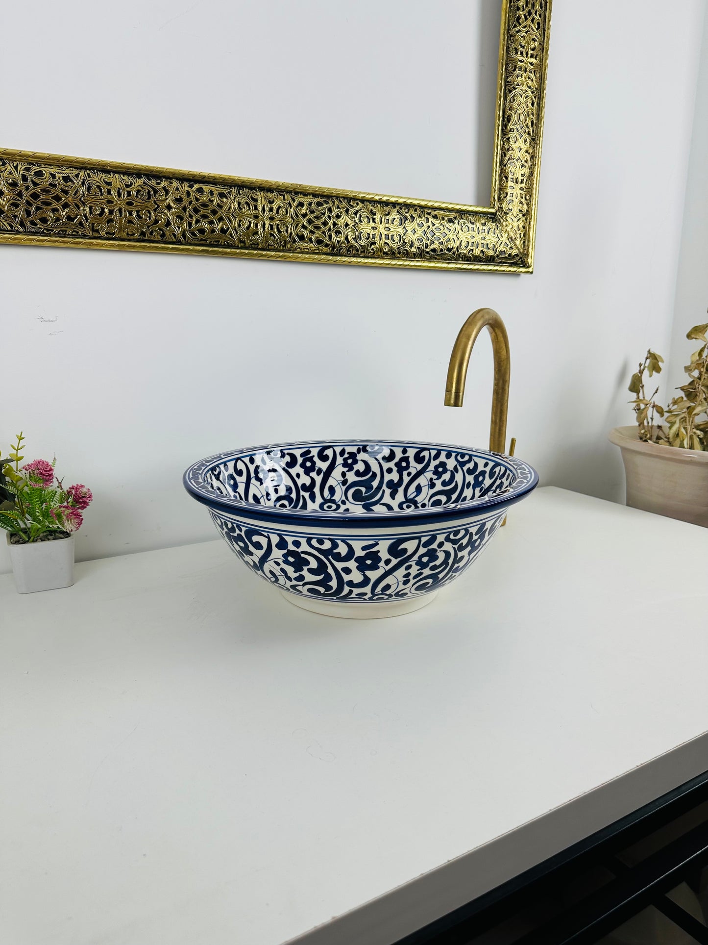 Blue Mid century modern Bathroom vessel