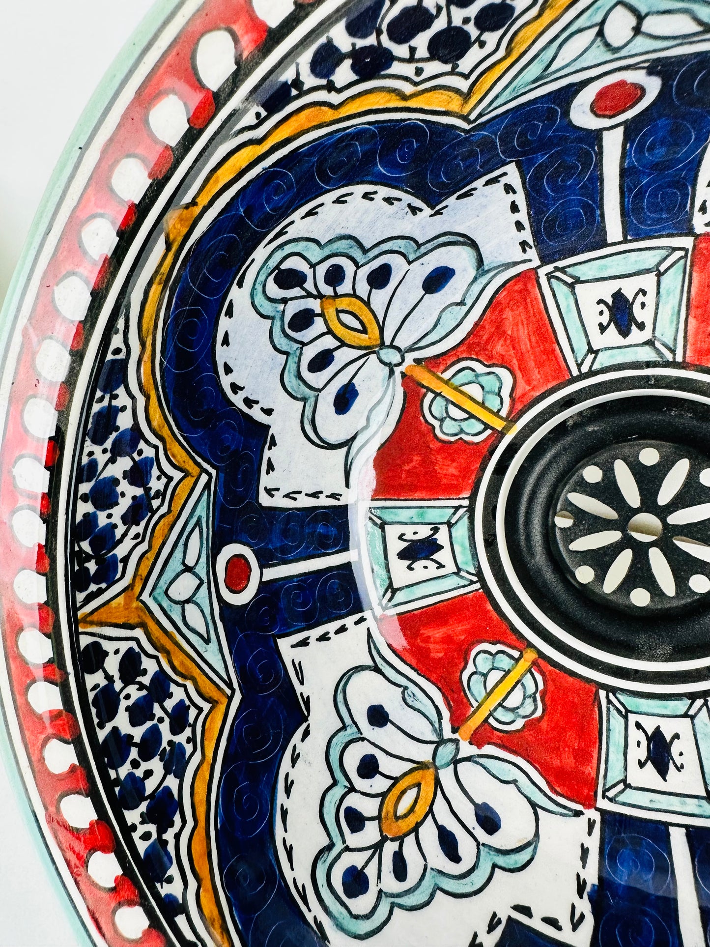 Vibrant Bazaar: Handcrafted Ceramic Sink with Moroccan-Inspired Colorful Design