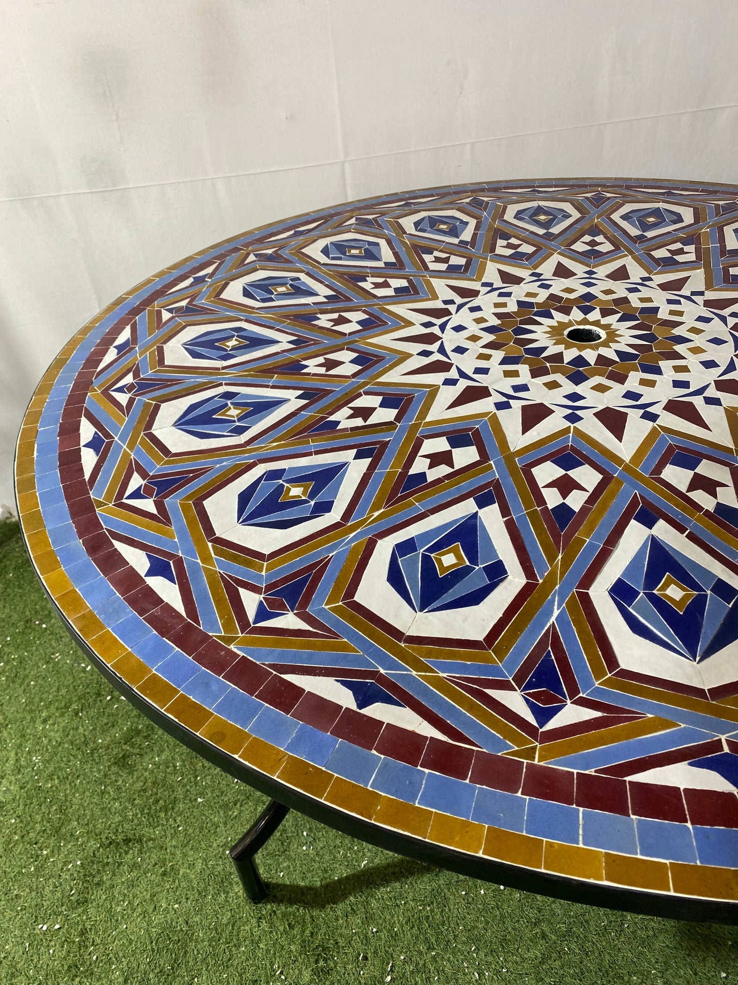 Handmade Moroccan Zellige Mosaic Table – Royal Geometric Masterpiece