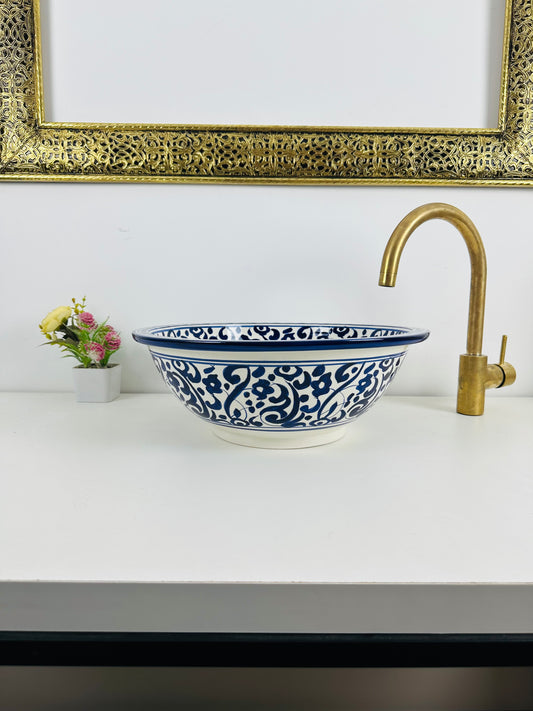 Blue Mid century modern Bathroom vessel