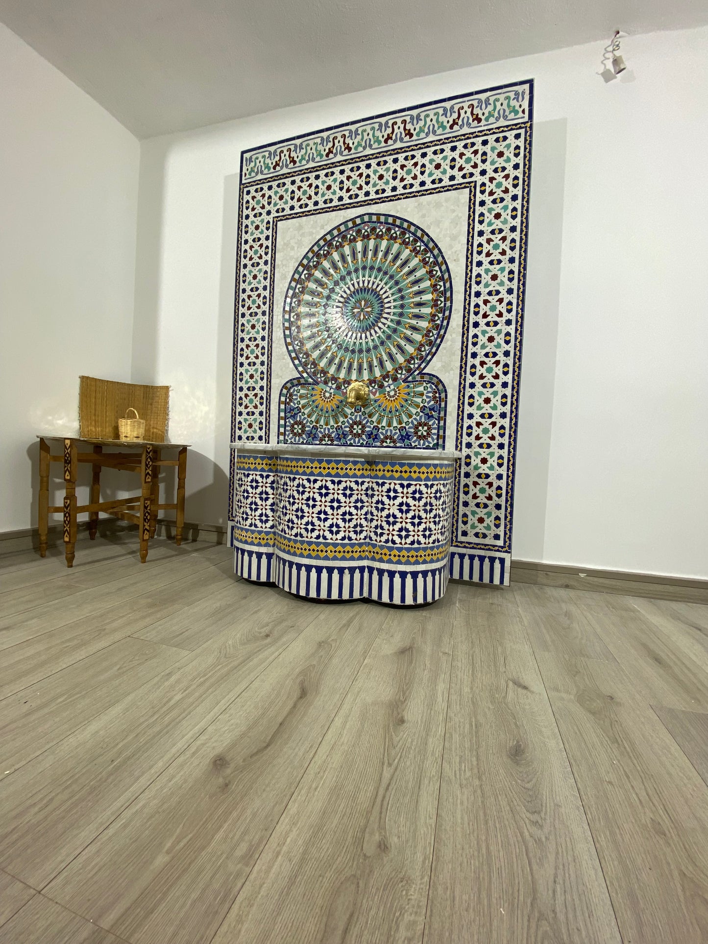 Unique Mosaic Fountain 71"x48" for Outdoor and Indoor Fountain water inside Moroccan big Mosaic Fountain.
