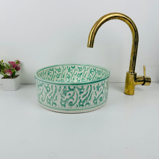 Botanical Haven: Handcrafted Ceramic Sink with Garden-Inspired Motifs