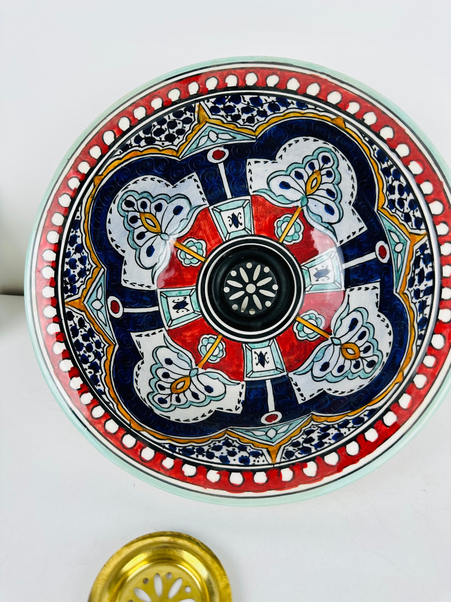 Vibrant Bazaar: Handcrafted Ceramic Sink with Moroccan-Inspired Colorful Design