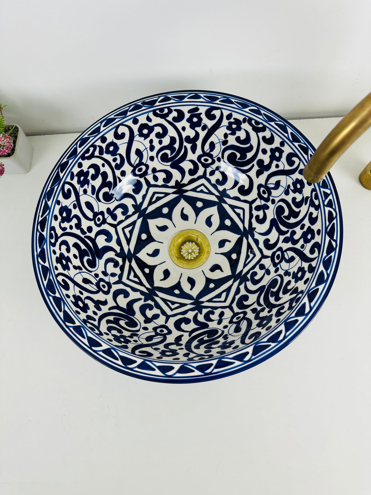 Blue Mid century modern Bathroom vessel
