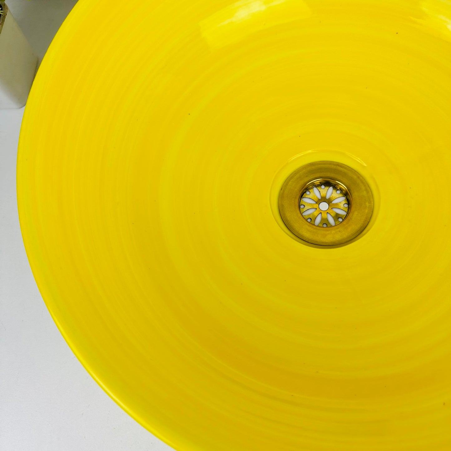 Sunshine Glow: Handcrafted Ceramic Sink in Vibrant Yellow Hue