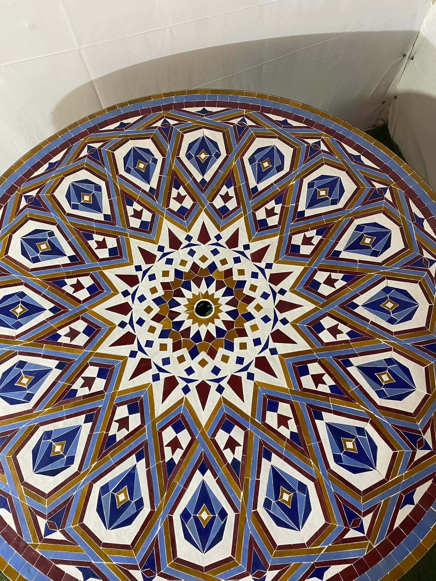 Handmade Moroccan Zellige Mosaic Table – Royal Geometric Masterpiece