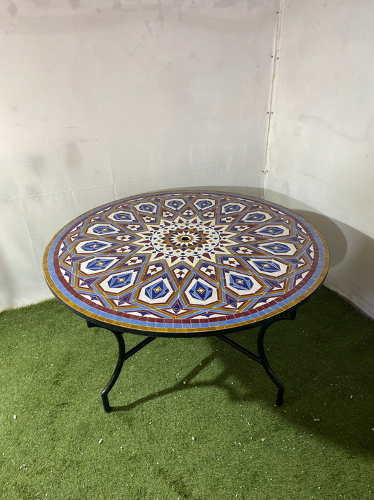 Handmade Moroccan Zellige Mosaic Table – Royal Geometric Masterpiece