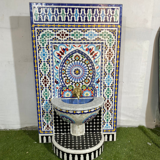 Multicolor Zellige Fountain – A Stunning Mosaic Masterpiece