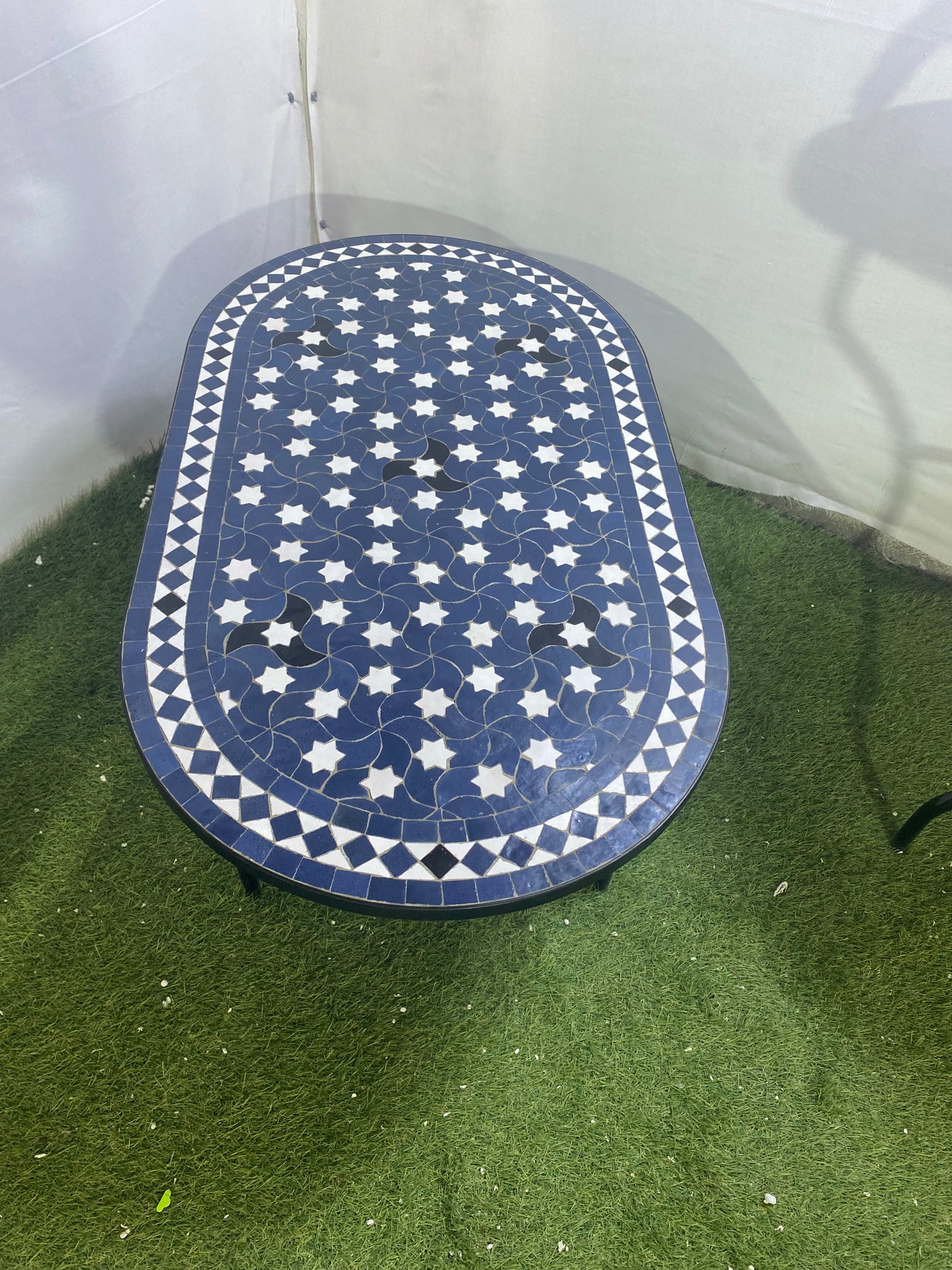 Handmade Moroccan Zellige Mosaic Table – Timeless Elegance in Blue & White