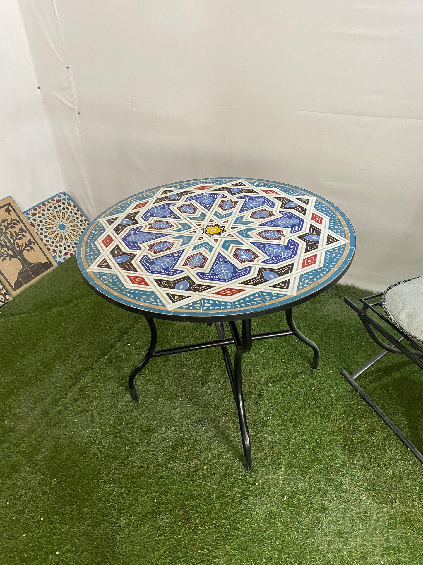 Handmade Moroccan Zellige Mosaic Table – Tribal Geometric Elegance
