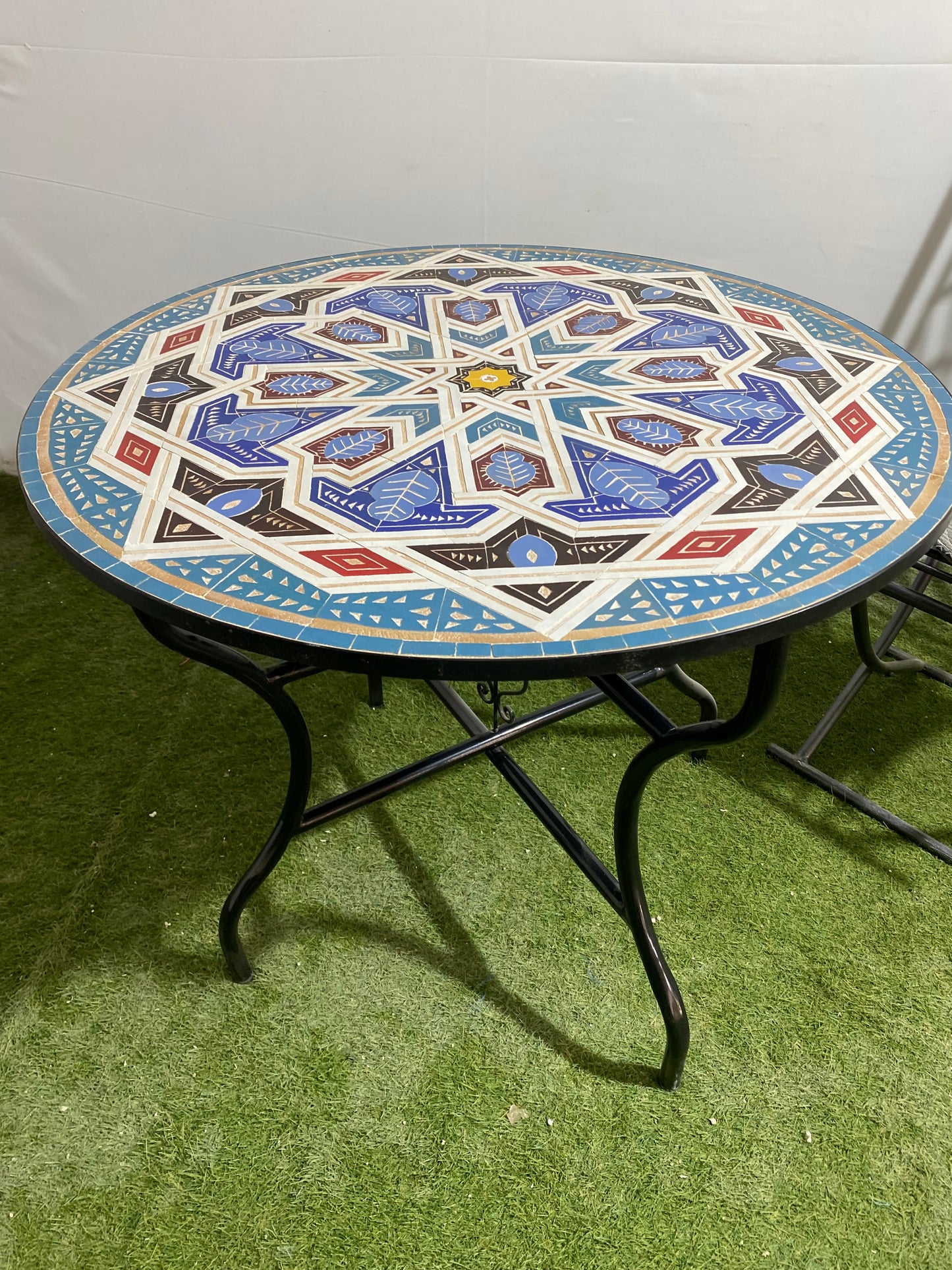 Handmade Moroccan Zellige Mosaic Table – Tribal Geometric Elegance