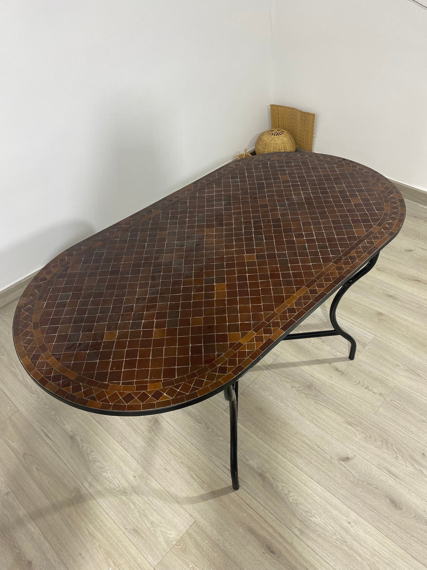 Handmade Moroccan Zellige Mosaic Table – Rich Brown Tones