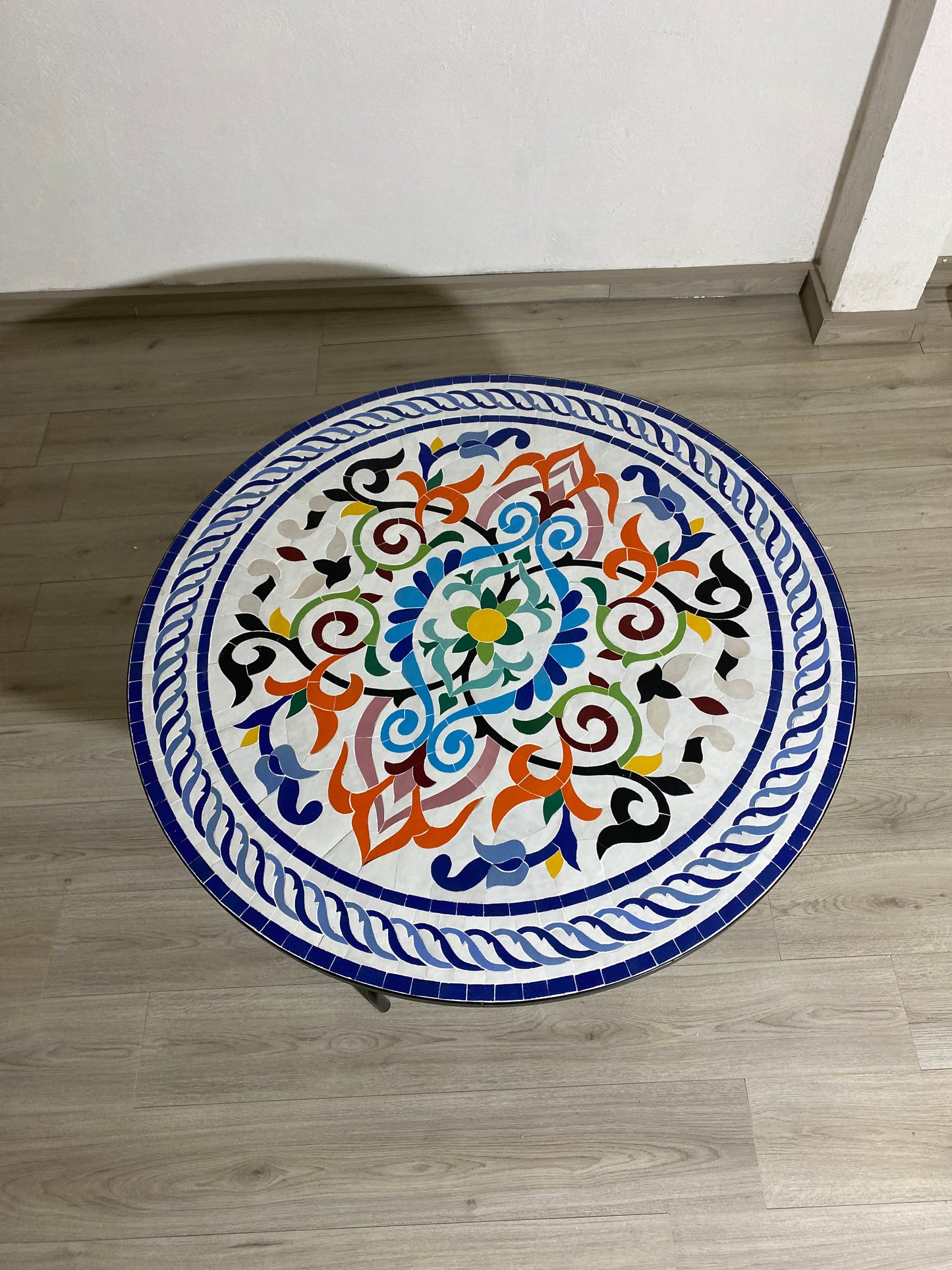 Handmade Moroccan Zellige Mosaic Table – Vibrant Floral Elegance