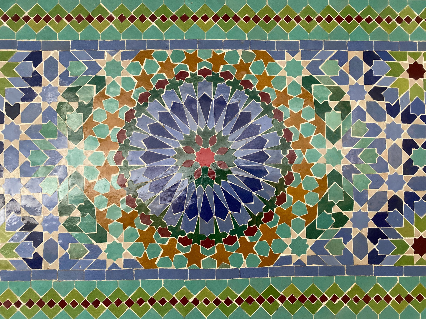 Handmade Moroccan Zellige Mosaic Table – Vibrant Geometric Design