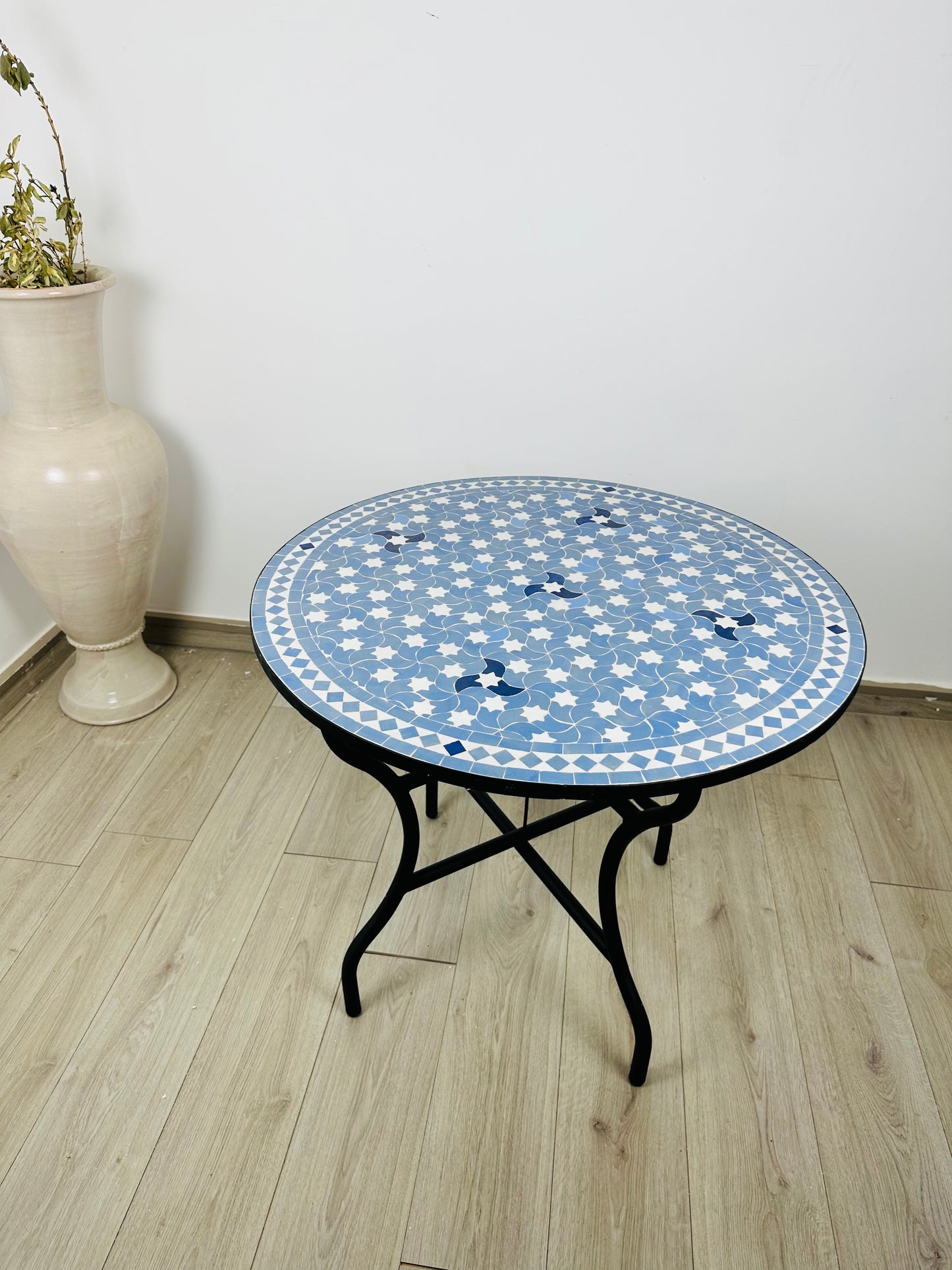 Azure Blossom Mosaic Table