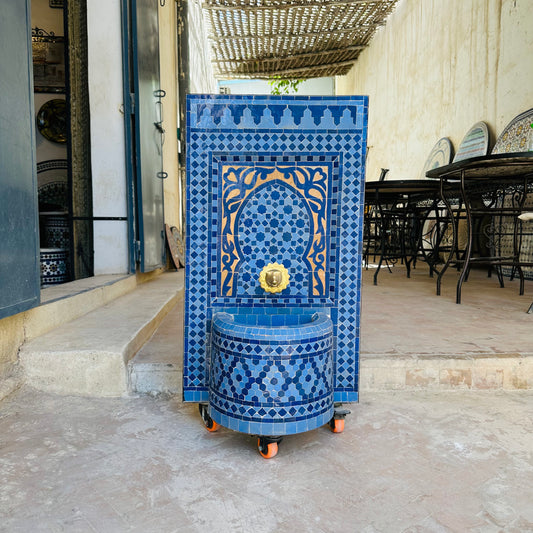 Exquisite Moroccan Blue Zellige Fountain – A Blend of Art & Functionality