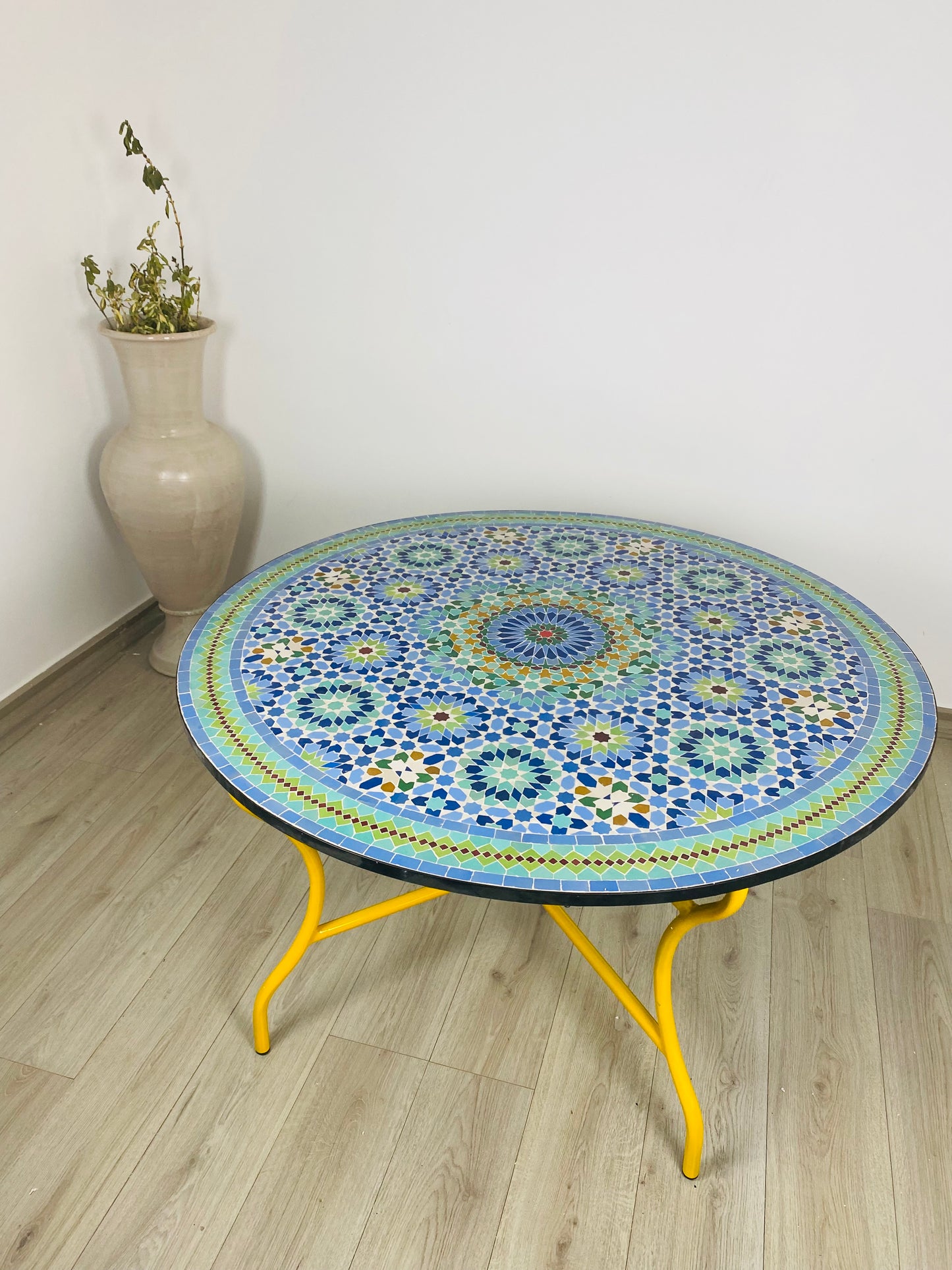 Handmade Moroccan Zellige Mosaic Table – Ocean-Inspired Beauty