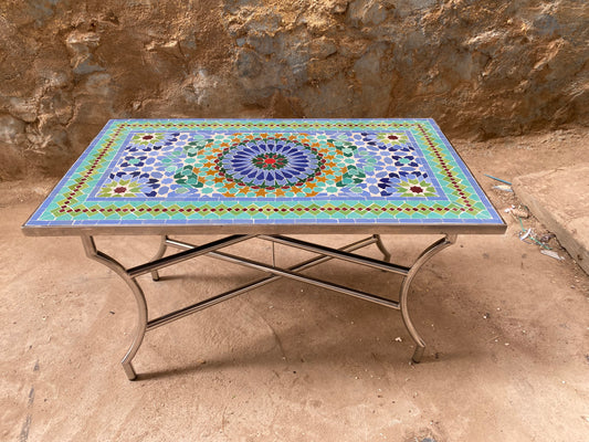Handmade Moroccan Zellige Mosaic Table – Vibrant Geometric Design