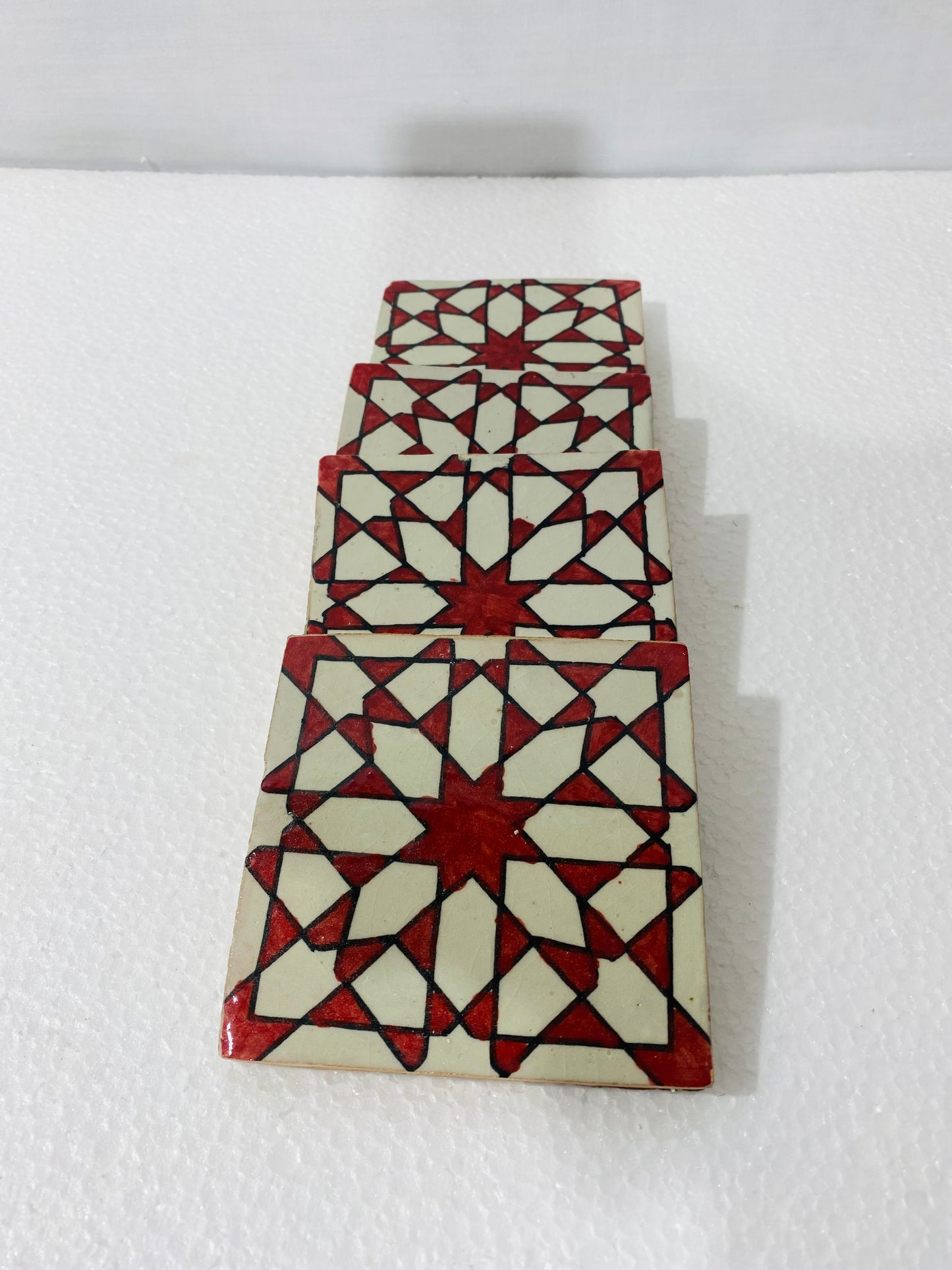 Crimson Star Moroccan Zellige Tiles