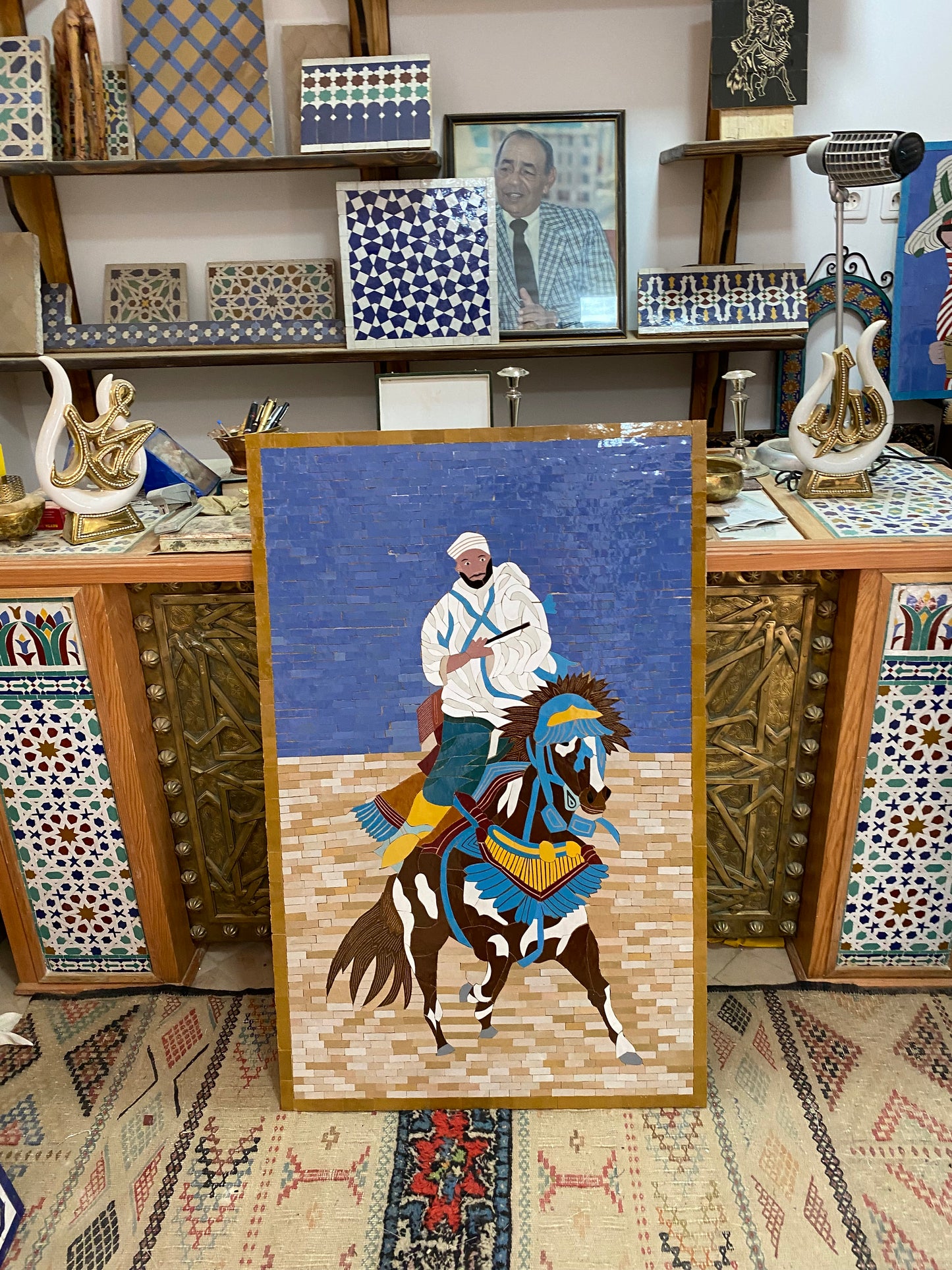 Mosaic Artwork: Moroccan Tbourida Warrior – A Legacy of Strength