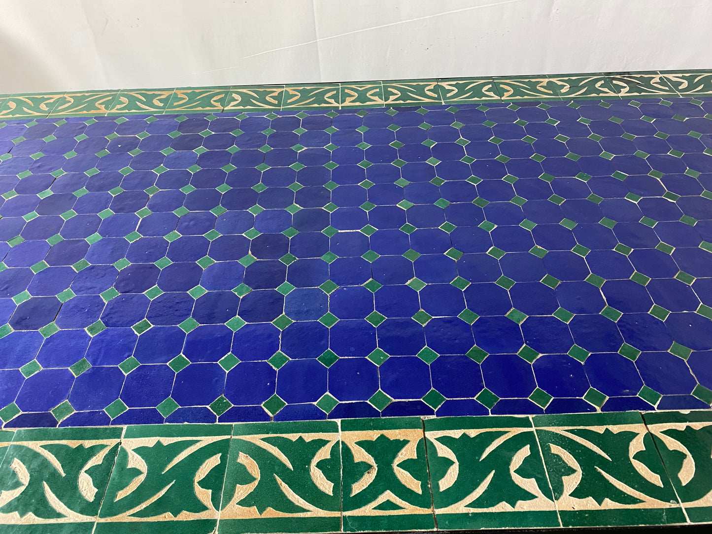 Blue & Green Zellige Mosaic Table – A Timeless Work of Art