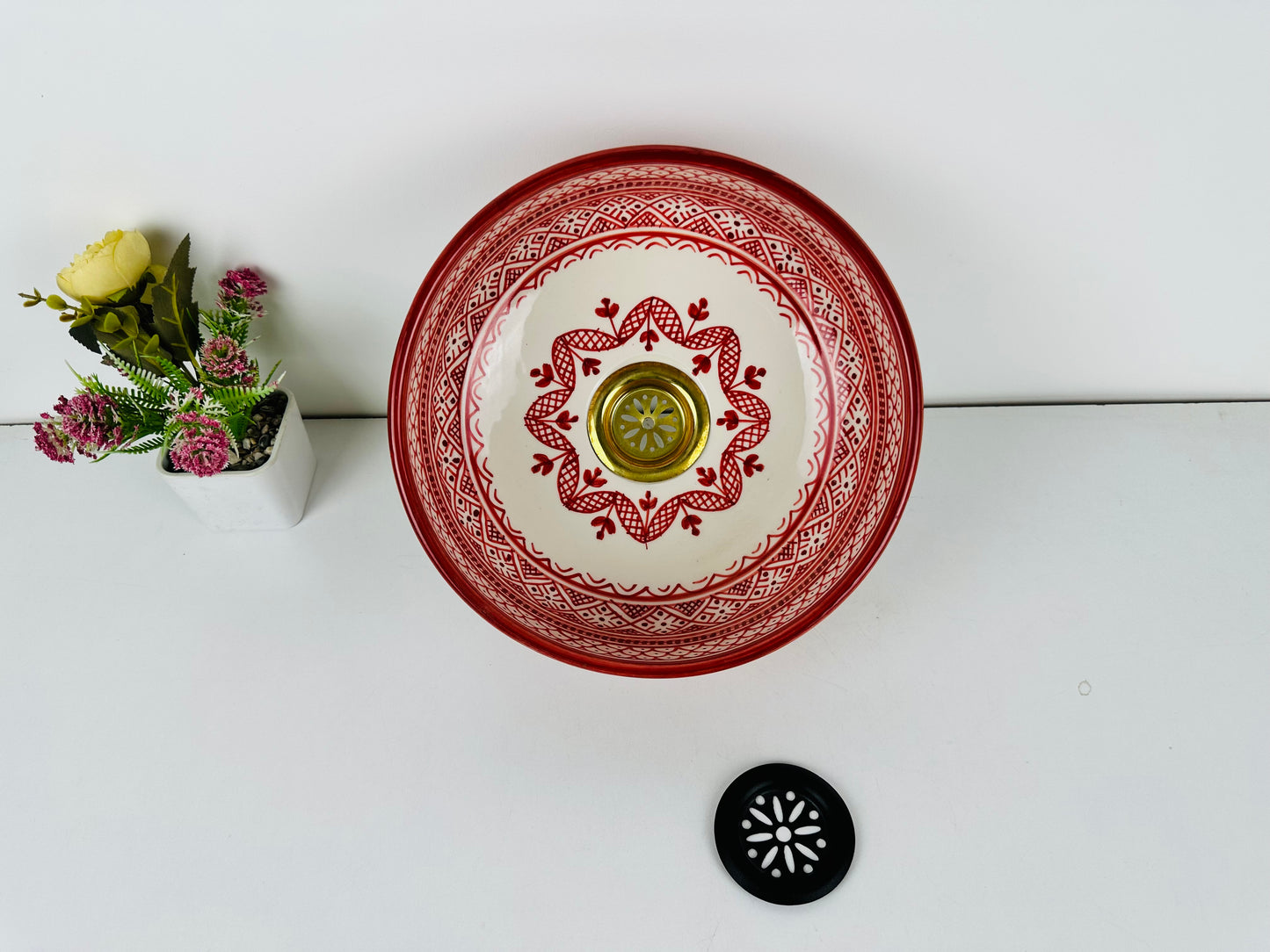 Fiery Rouge: Handcrafted Ceramic Sink in Vibrant Red