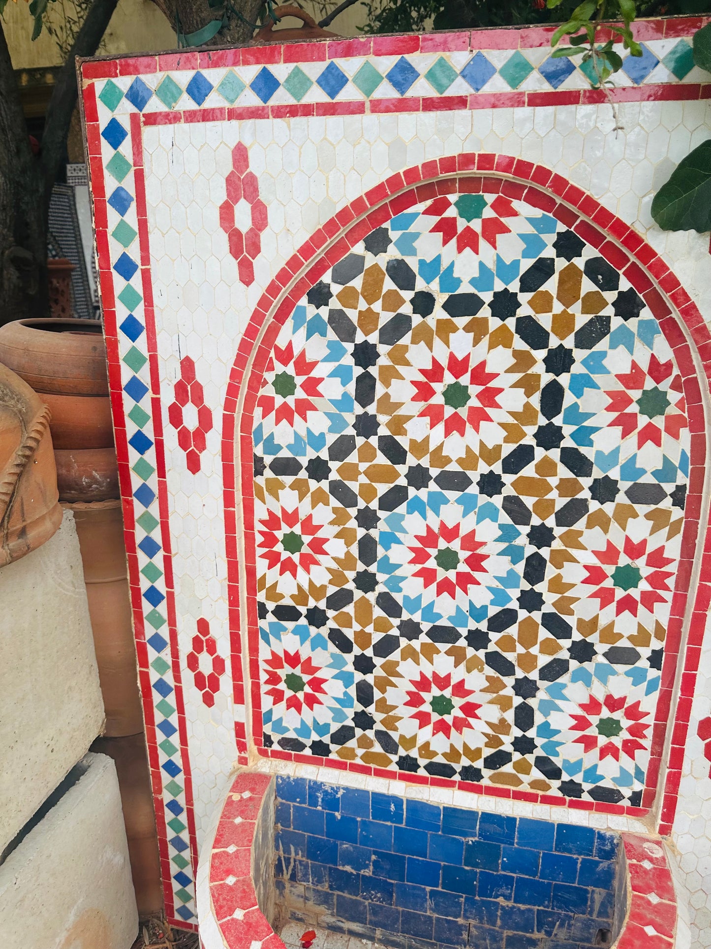Handmade Moroccan Zellige Fountain – A Bold & Artistic Statement