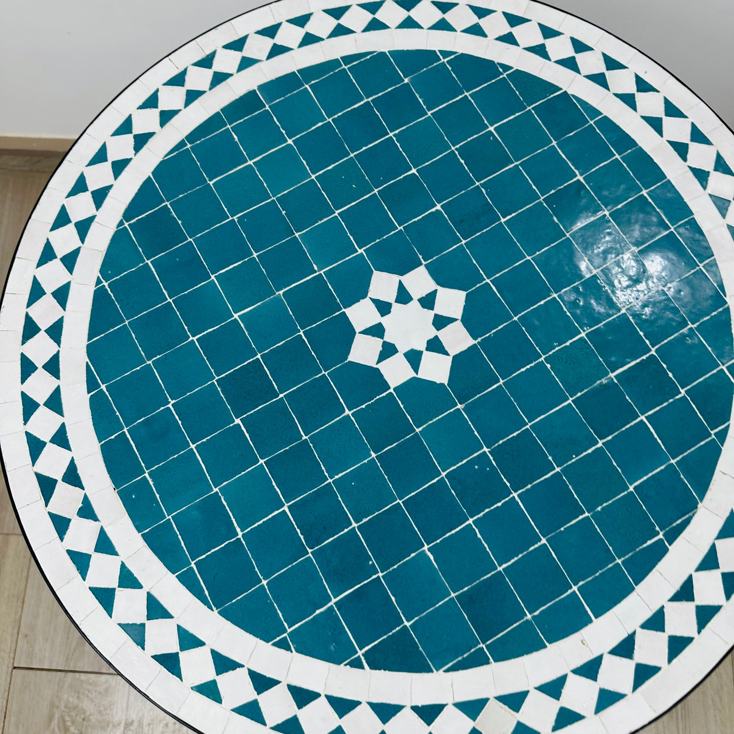 Turquoise and white table