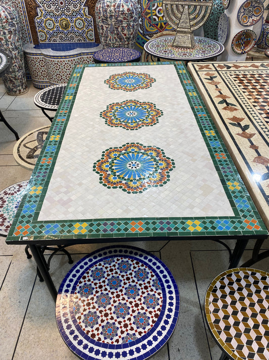 Handmade Moroccan Zellige Mosaic Table – Elegant Geometric Craftsmanship