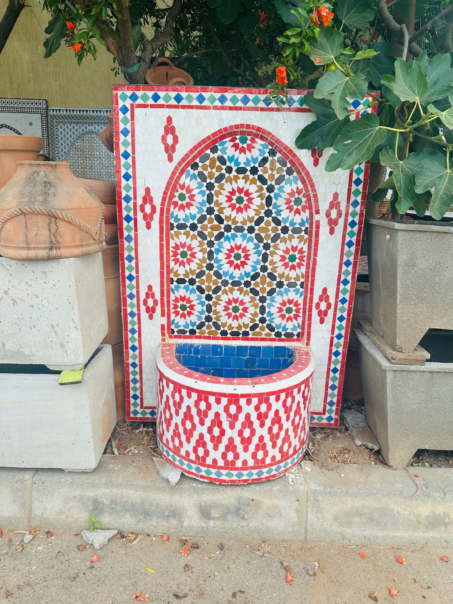Handmade Moroccan Zellige Fountain – A Bold & Artistic Statement