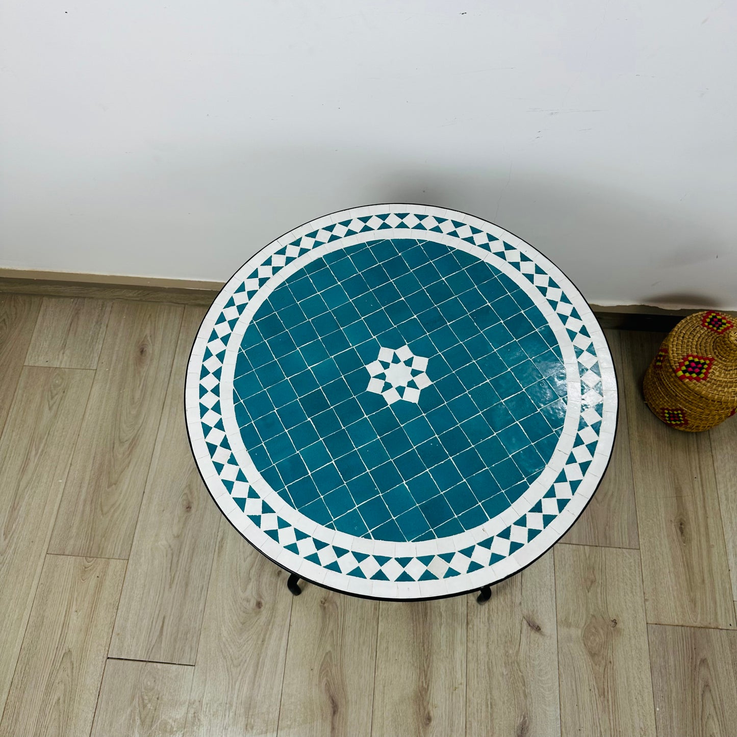 Turquoise and white table