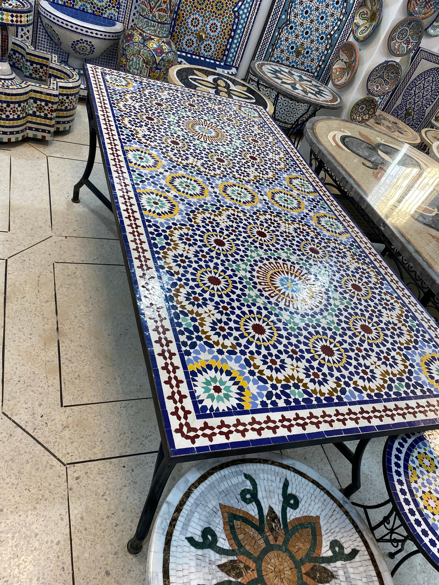 Handmade Moroccan Zellige Mosaic Table – Timeless Geometric Beauty