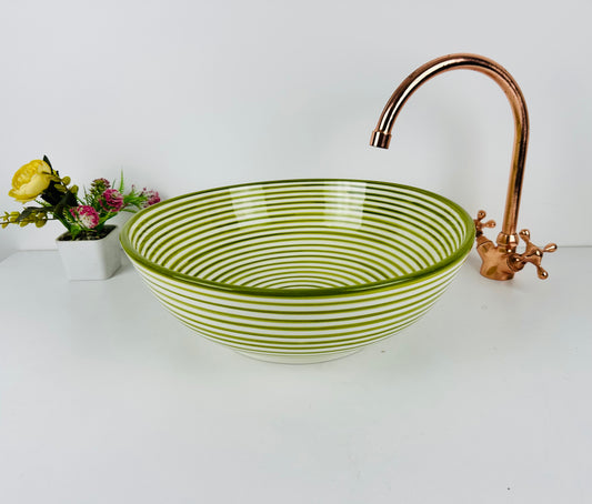 Olive Grove: Handcrafted Ceramic Sink in rich Green shade