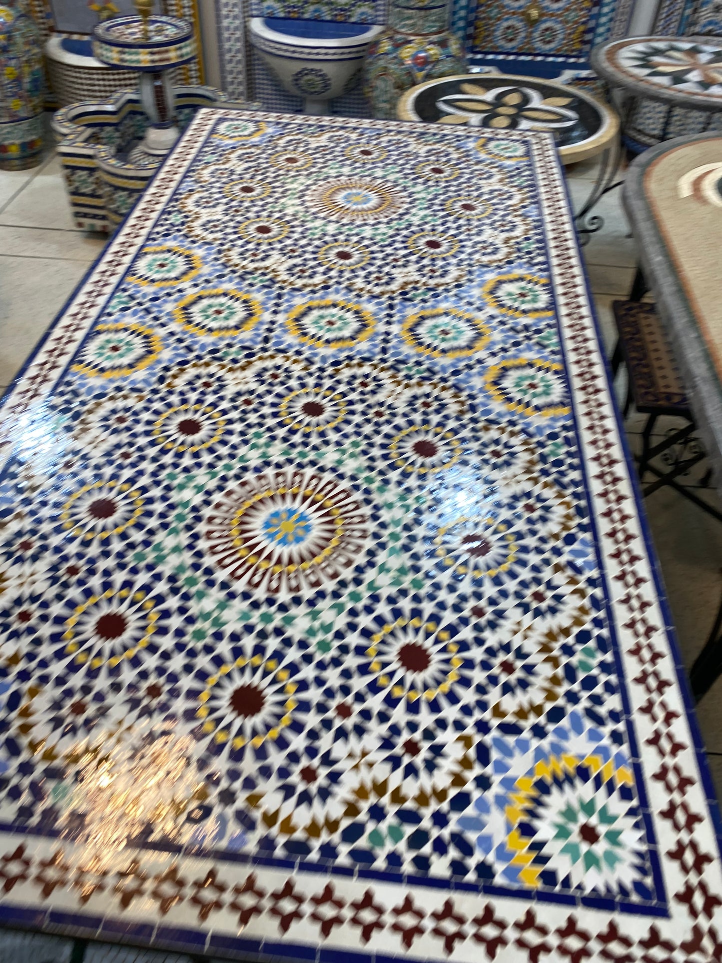 Handmade Moroccan Zellige Mosaic Table – Timeless Geometric Beauty