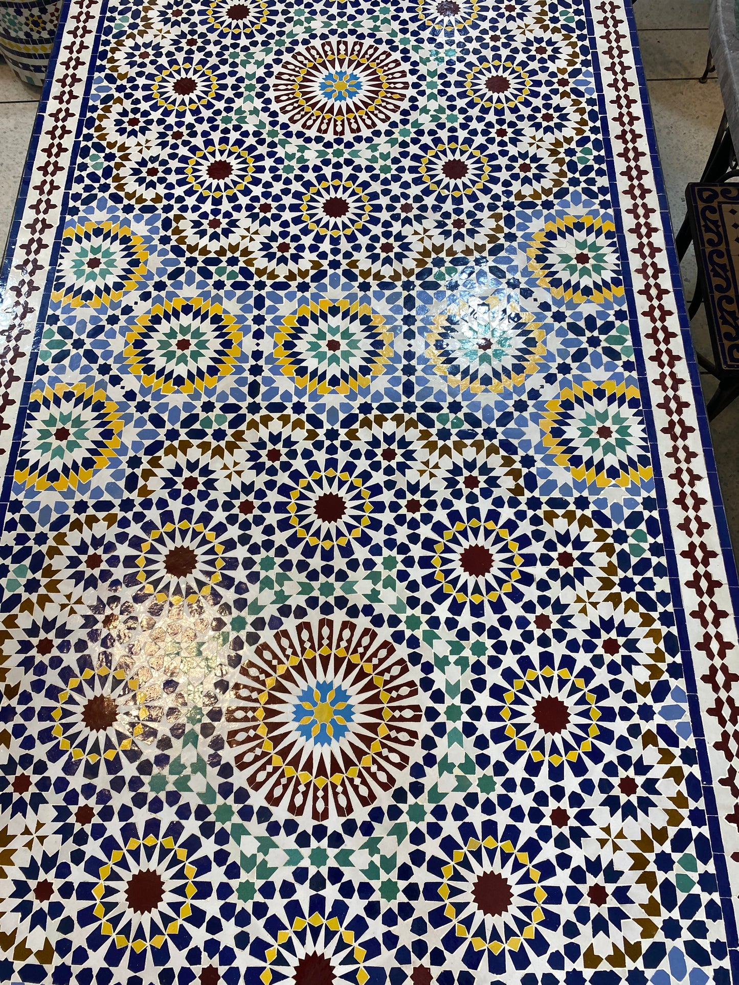 Handmade Moroccan Zellige Mosaic Table – Timeless Geometric Beauty