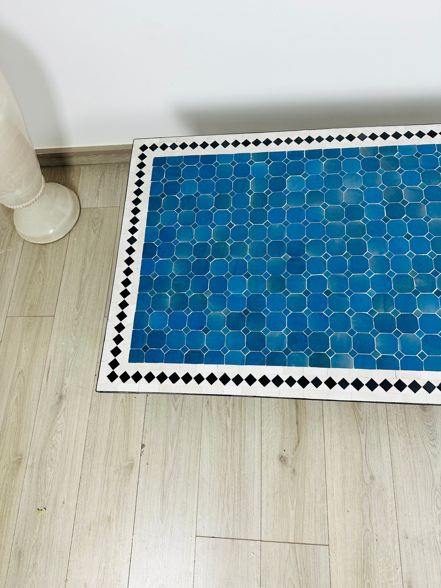 Handmade Moroccan Zellige Mosaic Table – Deep Blue Elegance