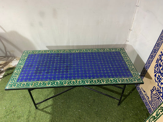 Blue & Green Zellige Mosaic Table – A Timeless Work of Art