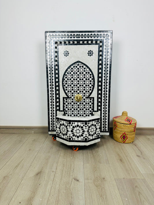 Moroccan Zellige Fountain – A Monochrome Masterpiece