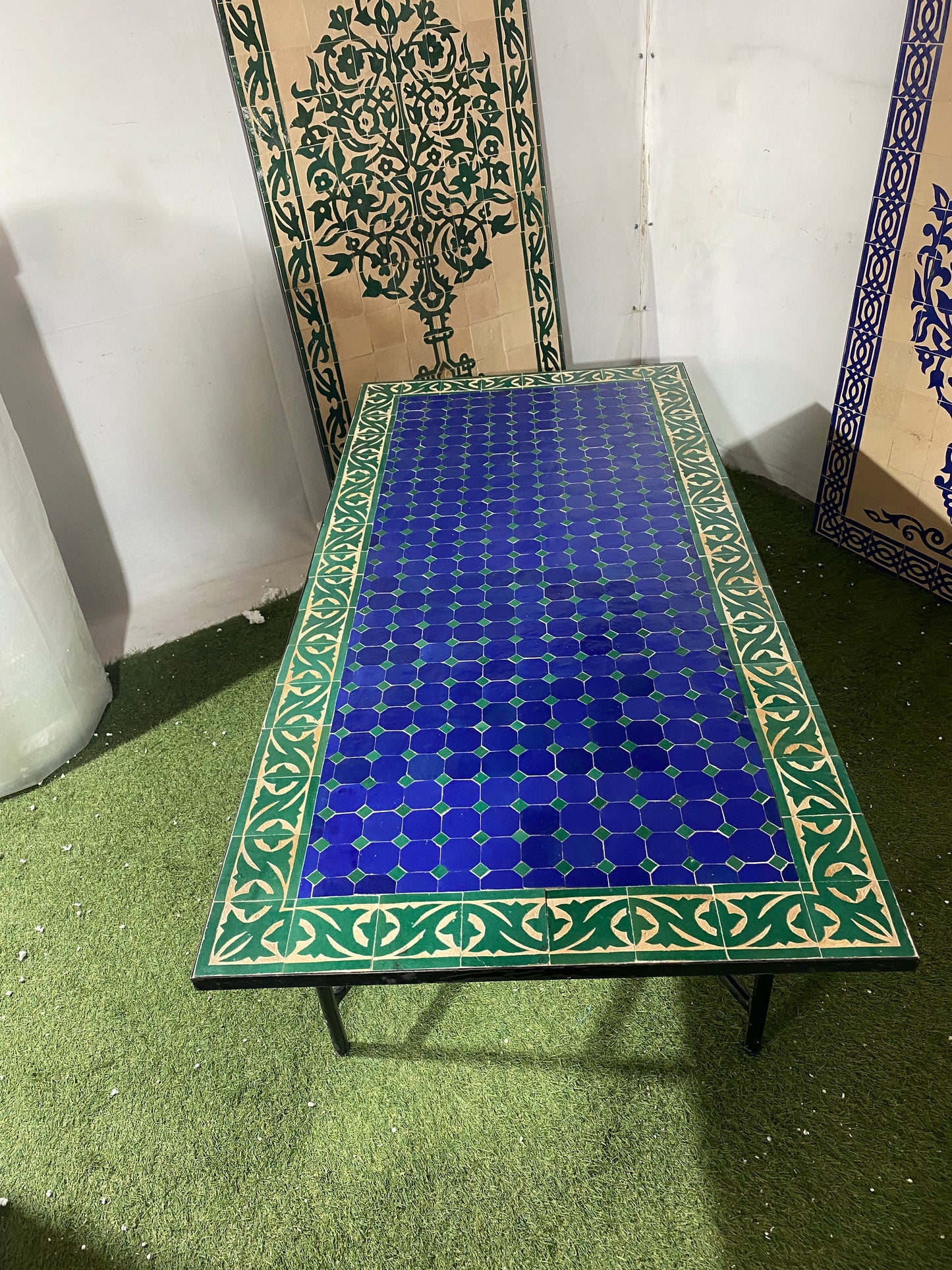 Blue & Green Zellige Mosaic Table – A Timeless Work of Art