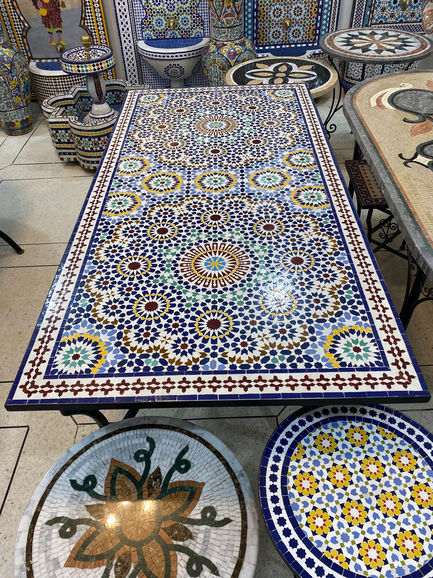 Handmade Moroccan Zellige Mosaic Table – Timeless Geometric Beauty