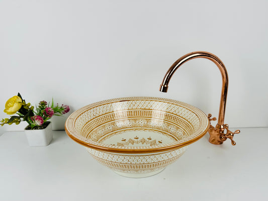 Ginger Spice: Handcrafted Ceramic Sink in Warm Ginger Hue