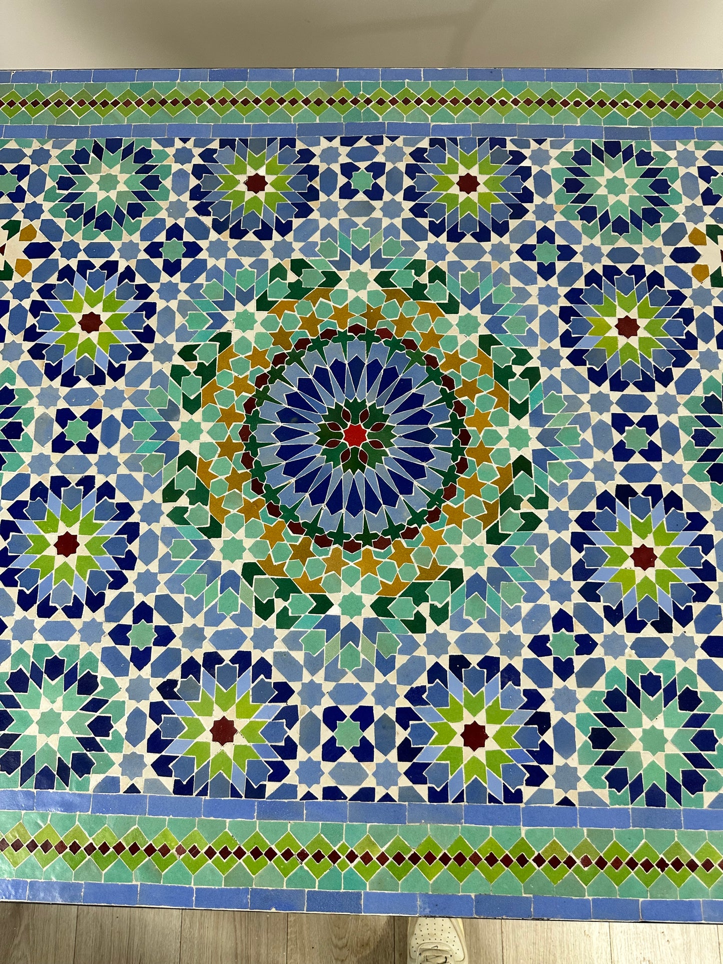 Handmade Moroccan Zellige Mosaic Table – Vibrant Mediterranean Artistry