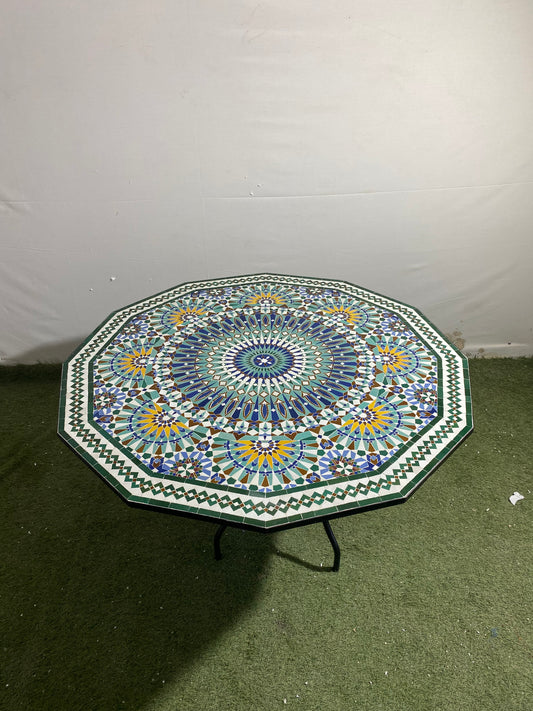 Handmade Moroccan Zellige Mosaic Table – Octagonal Starburst Elegance